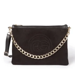 Alice large suede and grained leather bag with adjustable and detachable shoulder strap