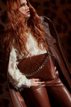 Alice large suede and grained leather bag with adjustable and detachable shoulder strap