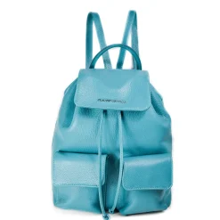 Blue - Pebbled Leather Backpack