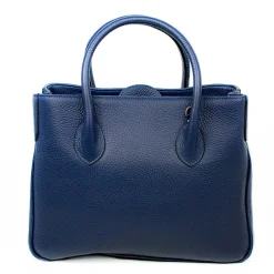 Blue Satchel purse with silver hardware