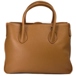 Cappuccino Satchel purse with silver hardware