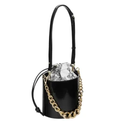 Carolina - Bucket bag with golden chain, black color