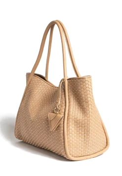 09 Handbag with Tubolar Handles and Plain Edge Camel